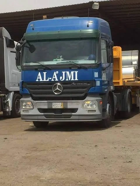 Blue Al-Ajmi Mercedes Actros at the fleet depot